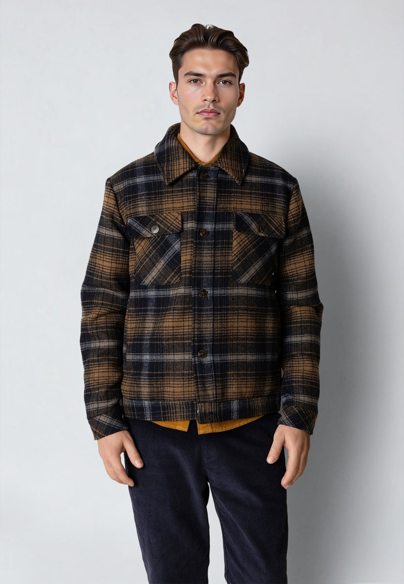 Clean Cut Copenhagen LUKE CHECKED WOOL JACKET Jackets Dark Navy