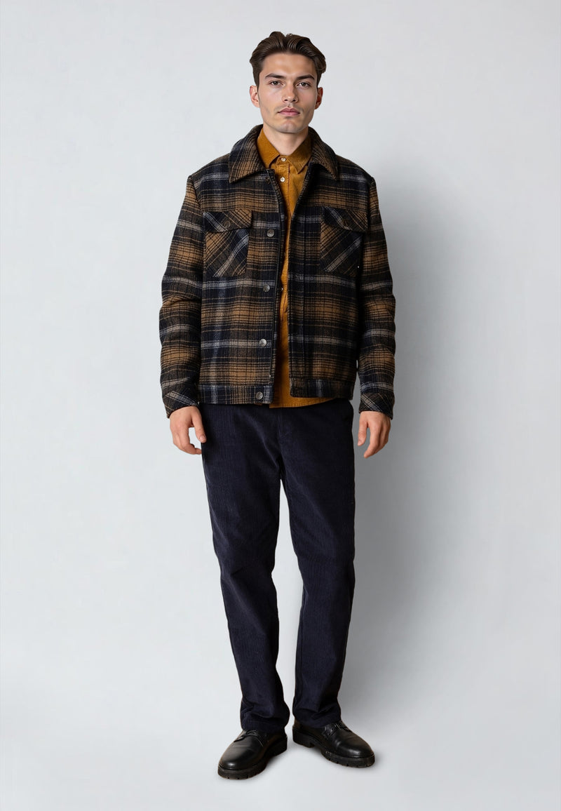 Clean Cut Copenhagen LUKE CHECKED WOOL JACKET Jackets Dark Navy