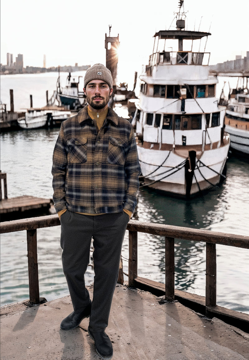 Clean Cut Copenhagen LUKE CHECKED WOOL JACKET Jackets Dark Navy