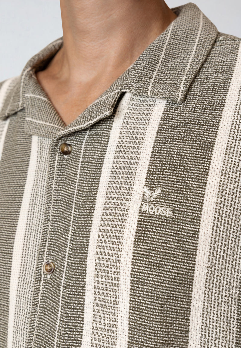 Fat Moose Leo shirt Shirts S/S Dusty Green/Off White striped