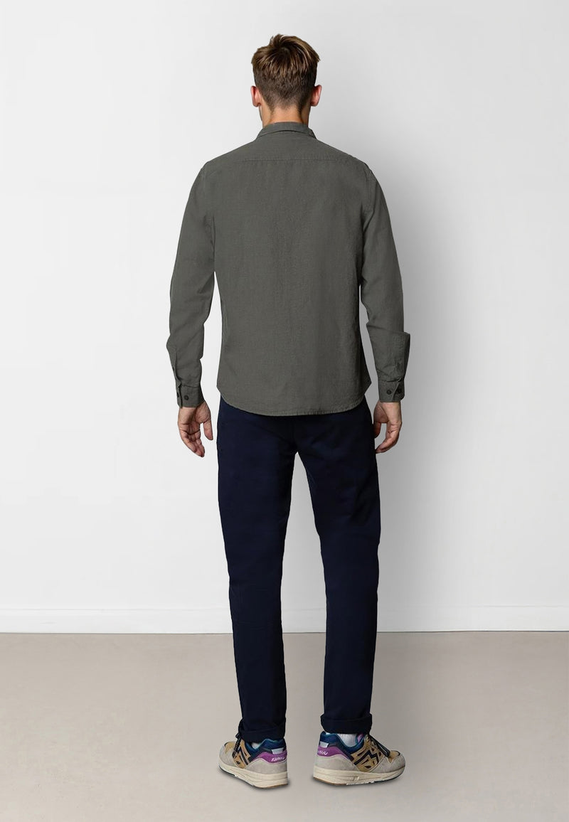 Clean Cut Copenhagen Luca cotton/linen L/S shirt Shirts L/S Army