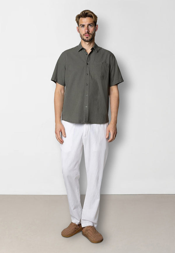 Clean Cut Copenhagen Luca cotton/linen S/S shirt Shirts S/S Army