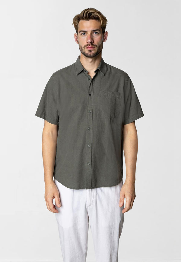 Clean Cut Copenhagen Luca cotton/linen S/S shirt Shirts S/S Army