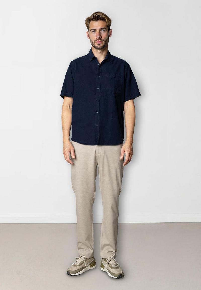 Clean Cut Copenhagen Luca cotton/linen S/S shirt Shirts S/S Navy