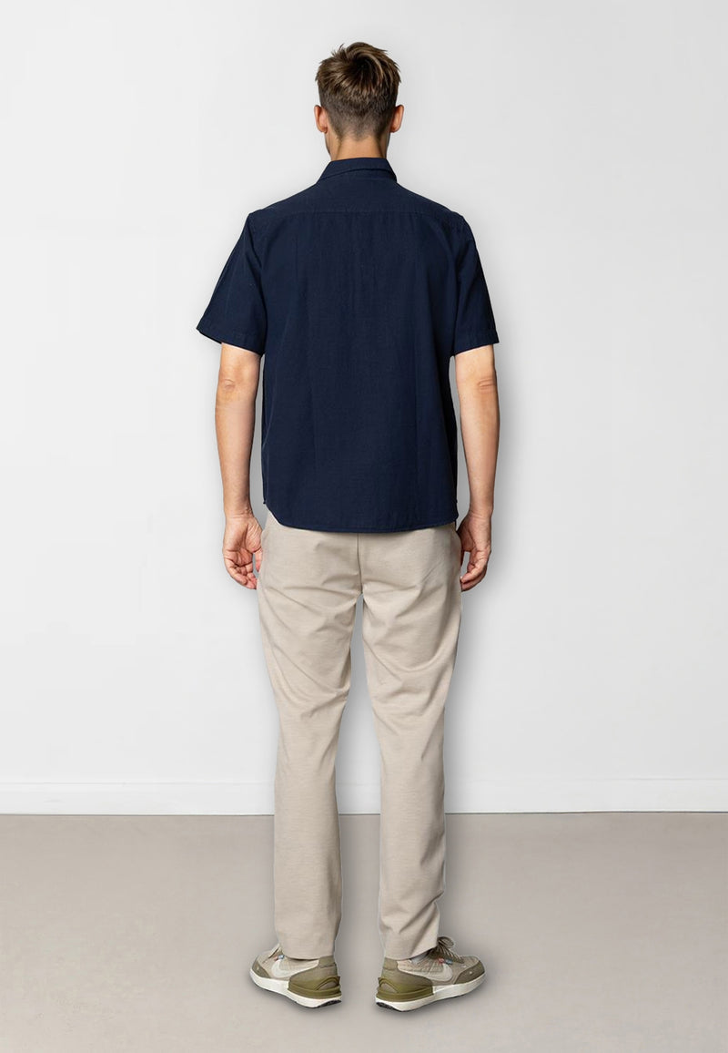 Clean Cut Copenhagen Luca cotton/linen S/S shirt Shirts S/S Navy