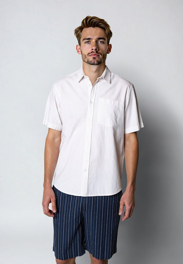 Clean Cut Copenhagen Luca cotton/linen S/S shirt Shirts S/S White