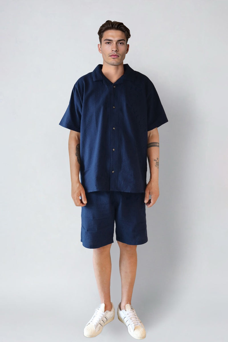 Fat Moose Ludacris seersucker shirt Shirts S/S Navy