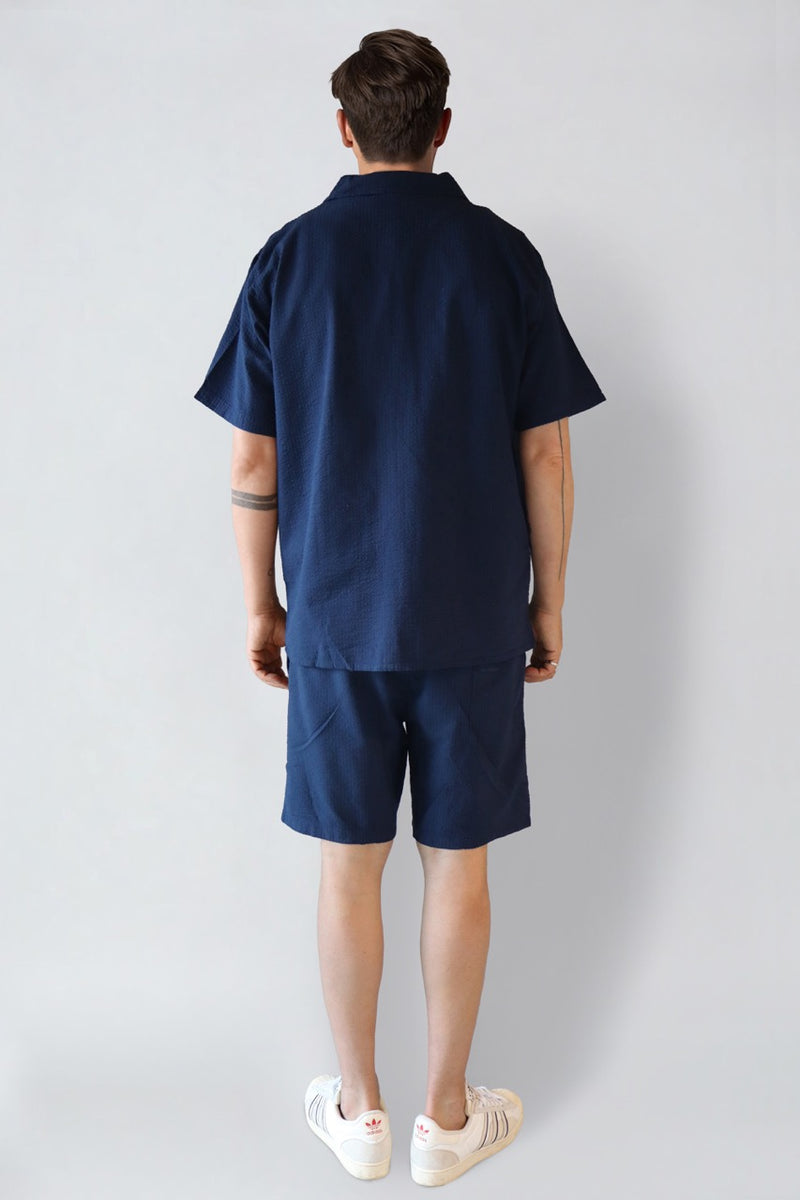 Fat Moose Ludacris seersucker shirt Shirts S/S Navy