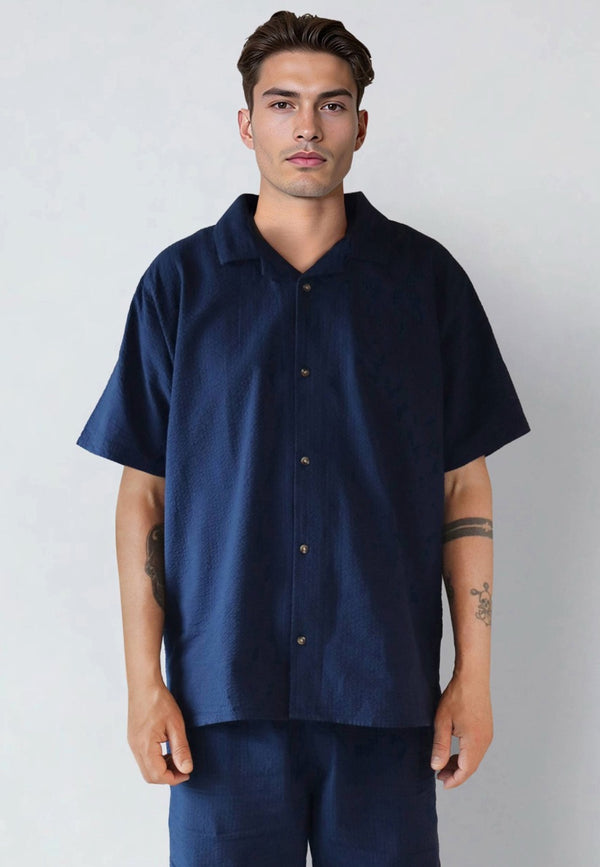 Fat Moose Ludacris seersucker shirt Shirts S/S Navy