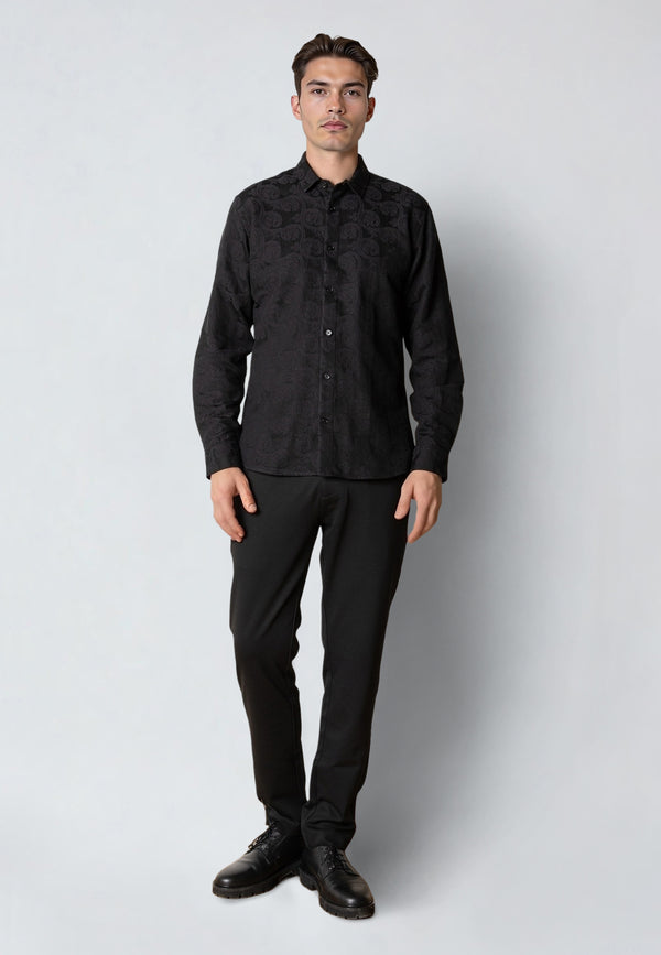 Clean Cut Copenhagen MALVIN JAQUARD SHIRT Shirts L/S Black