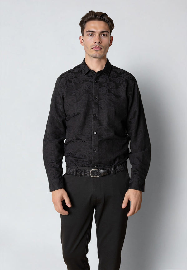 Clean Cut Copenhagen MALVIN JAQUARD SHIRT Shirts L/S Black