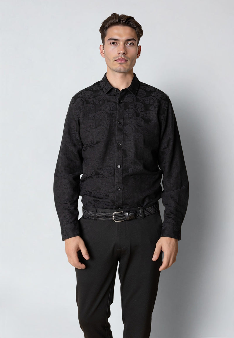 Clean Cut Copenhagen MALVIN JAQUARD SHIRT Shirts L/S Black
