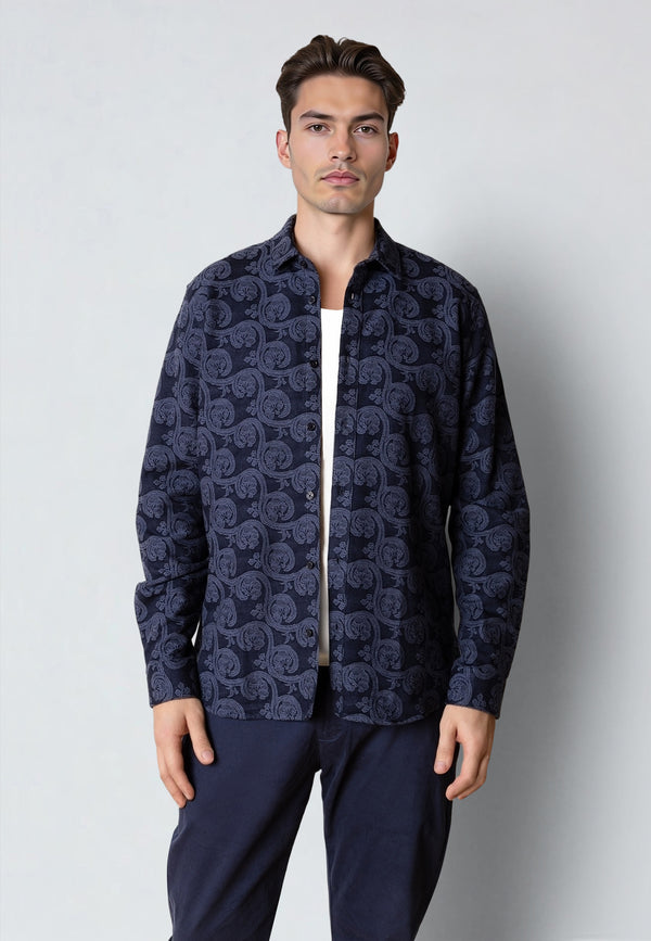 Clean Cut Copenhagen MALVIN JAQUARD SHIRT Shirts L/S Navy