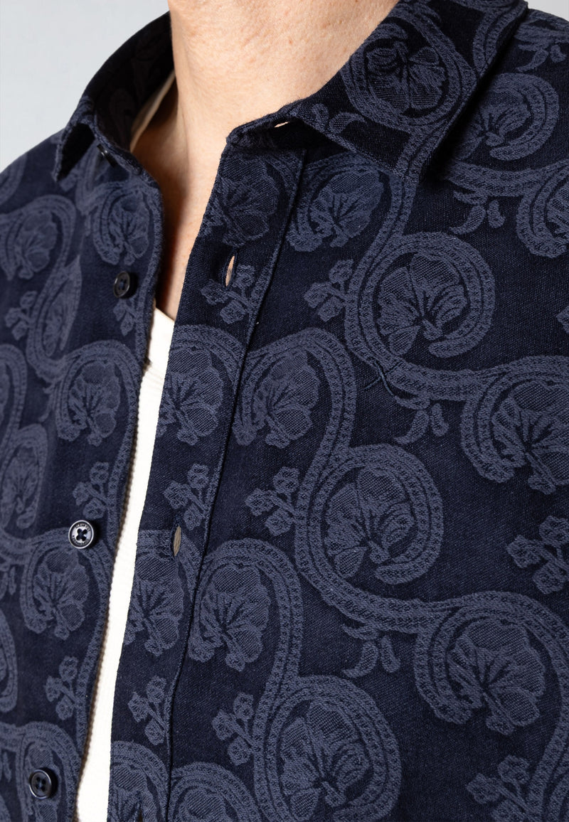 Clean Cut Copenhagen MALVIN JAQUARD SHIRT Shirts L/S Navy