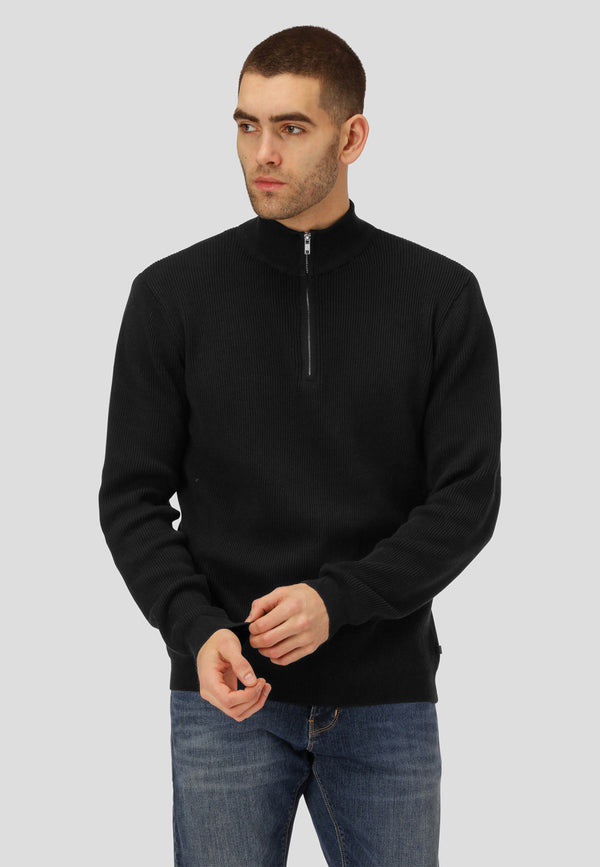 MARIO 1/2 ZIP KNITTED JUMPER - Black – Urban Brands