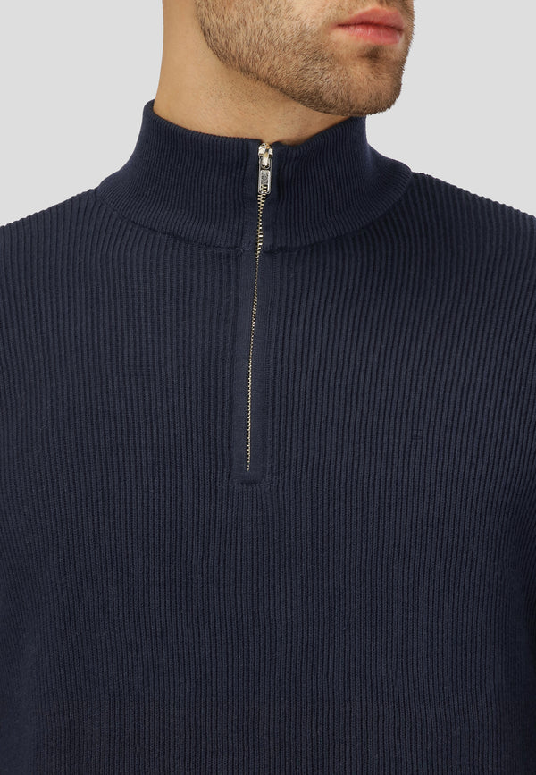 Clean Cut Copenhagen MARIO 1/2 ZIP KNITTED JUMPER Knit Dark Navy
