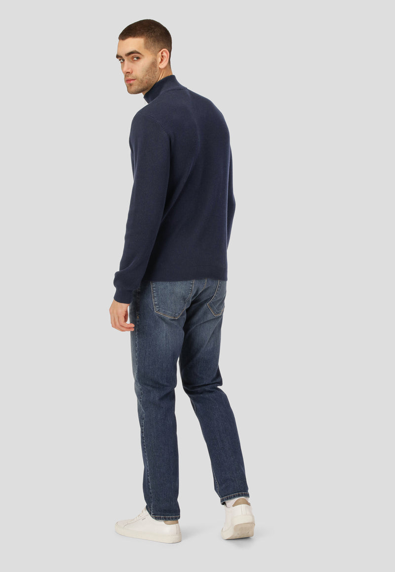 Clean Cut Copenhagen MARIO 1/2 ZIP KNITTED JUMPER Knit Dark Navy