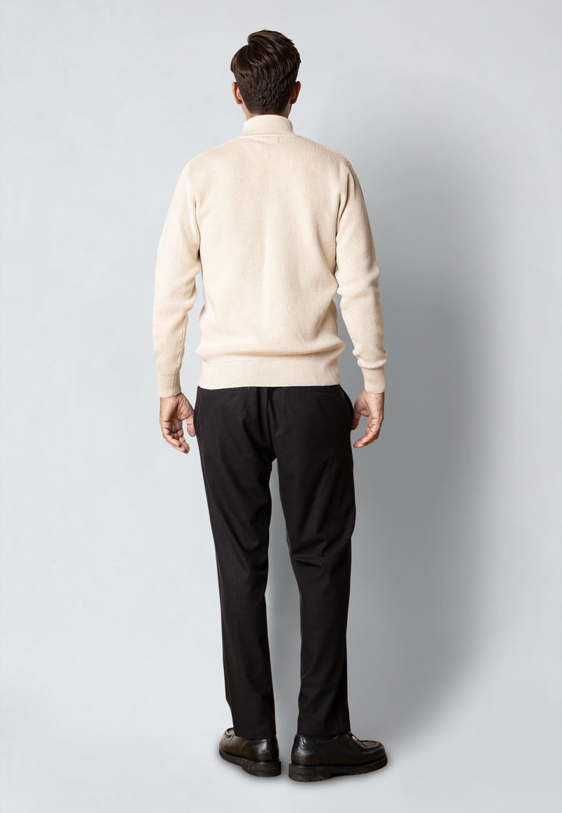 Clean Cut Copenhagen MARIO 1/2 ZIP KNITTED JUMPER Knit Ecru Melange