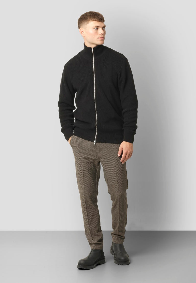 Clean Cut Copenhagen MARIO KNITTED ZIP CARDIGAN Knit Black