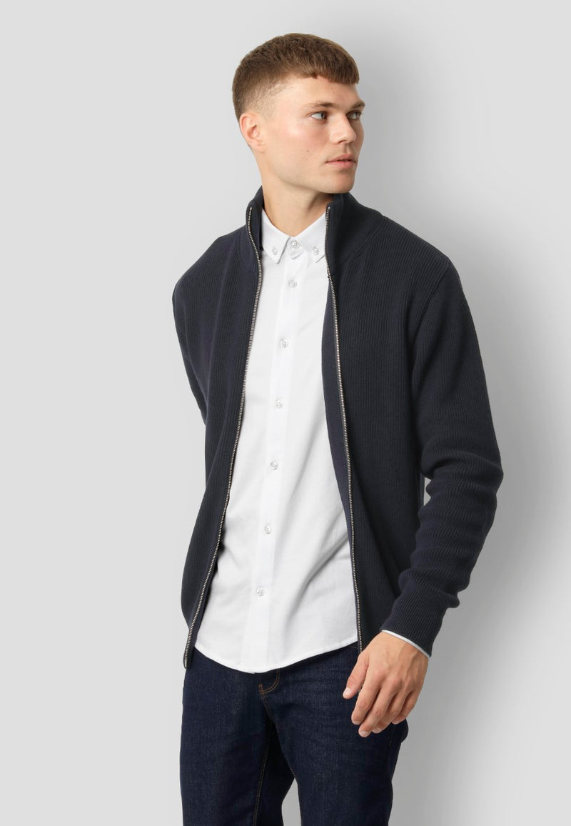 Clean Cut Copenhagen MARIO KNITTED ZIP CARDIGAN Knit Dark Navy