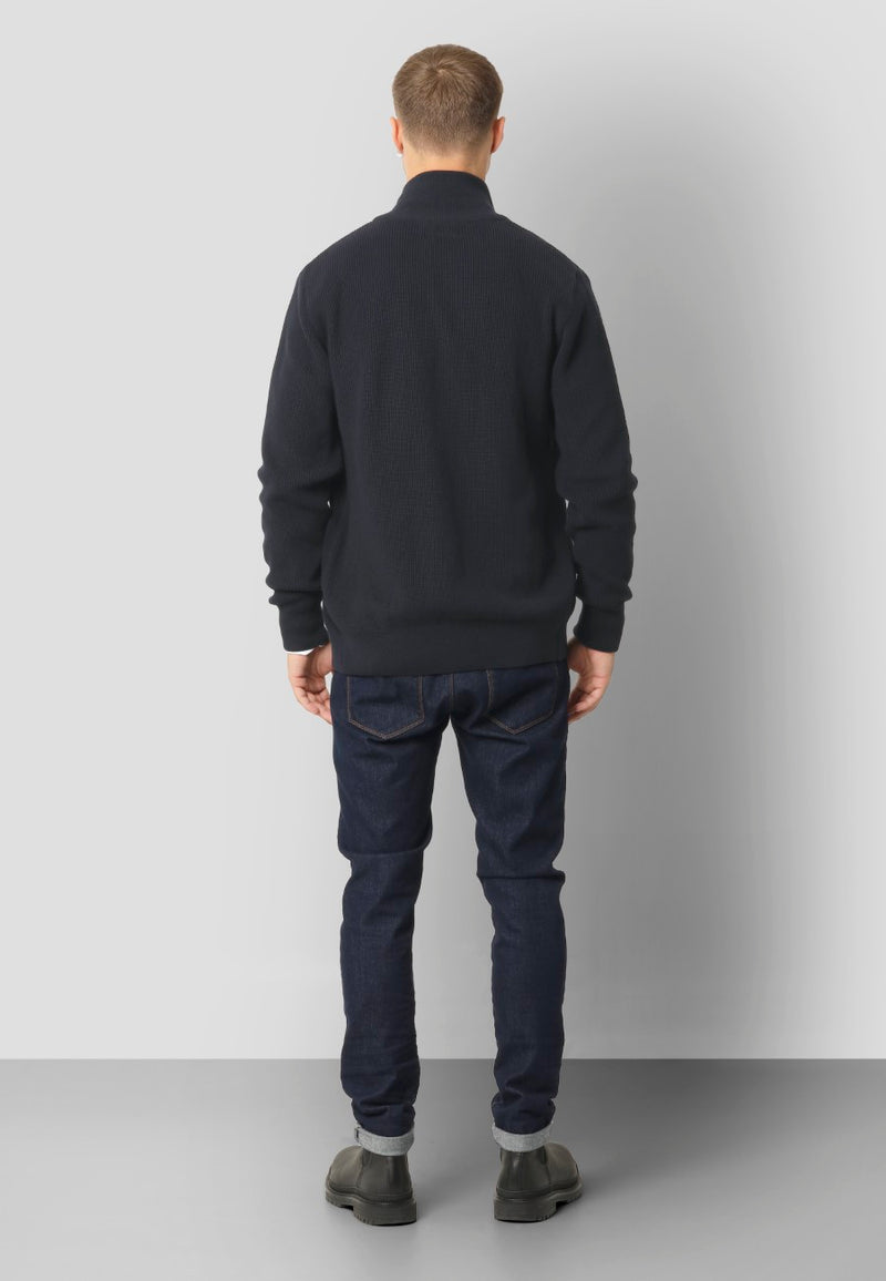 Clean Cut Copenhagen MARIO KNITTED ZIP CARDIGAN Knit Dark Navy
