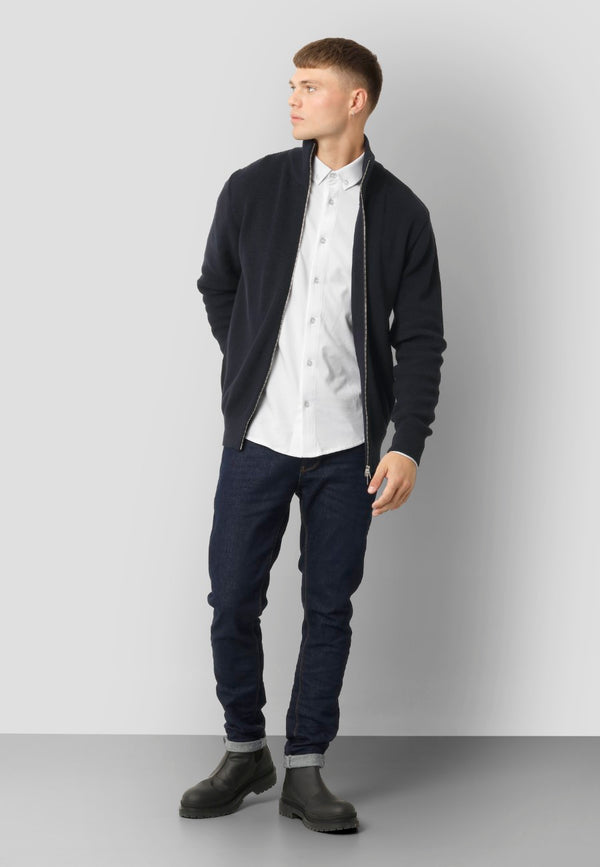 Clean Cut Copenhagen MARIO KNITTED ZIP CARDIGAN Knit Dark Navy