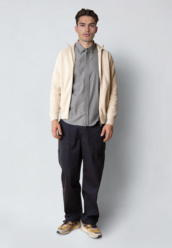 Clean Cut Copenhagen MARIO KNITTED ZIP CARDIGAN Knit Ecru Melange