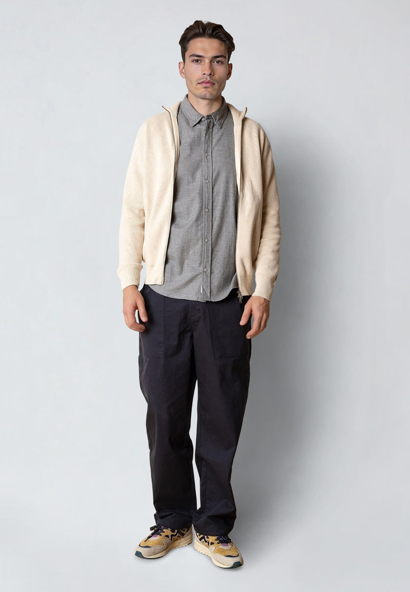 Clean Cut Copenhagen MARIO KNITTED ZIP CARDIGAN Knit Ecru Melange