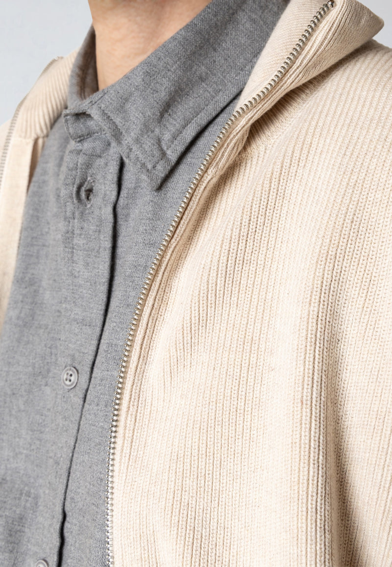 Clean Cut Copenhagen MARIO KNITTED ZIP CARDIGAN Knit Ecru Melange