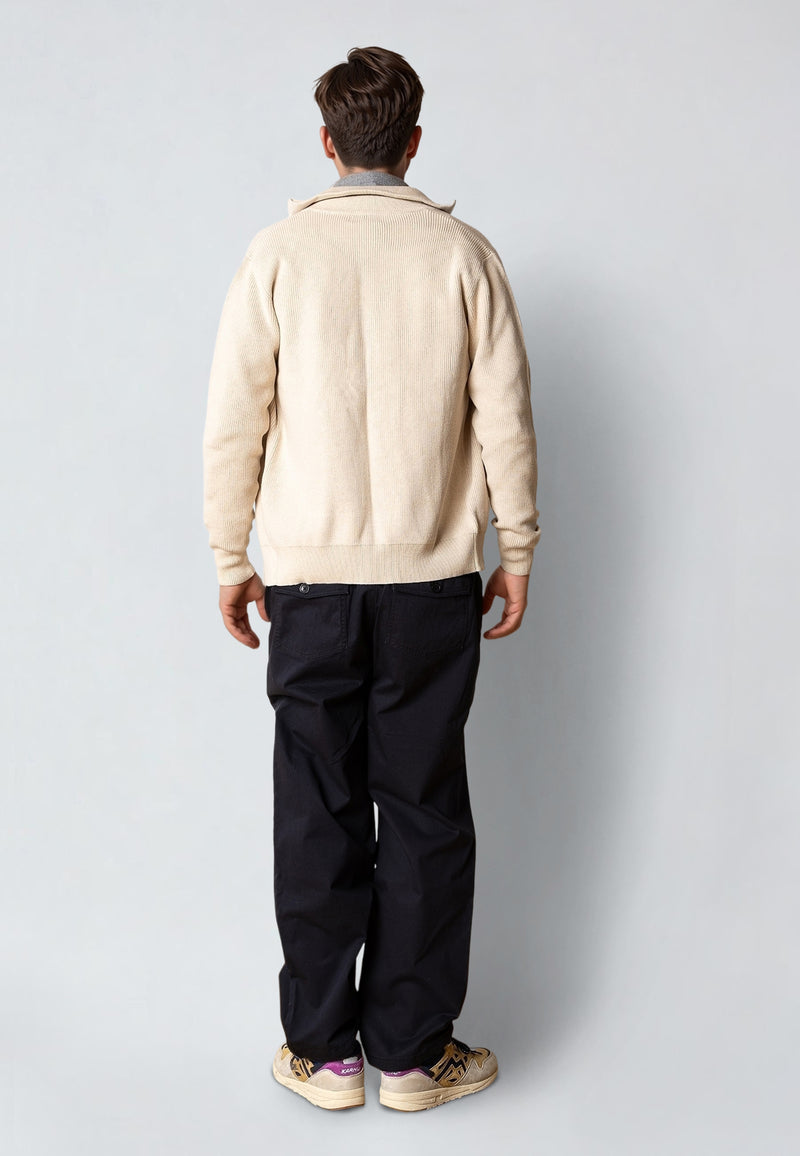 Clean Cut Copenhagen MARIO KNITTED ZIP CARDIGAN Knit Ecru Melange