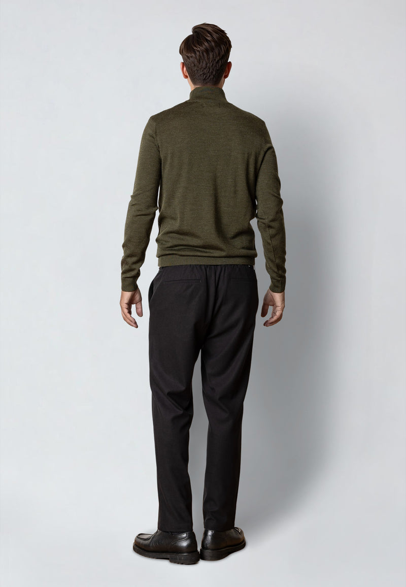 Clean Cut Copenhagen MERINO 1/2 ZIP JUMPER Knit Army Melange