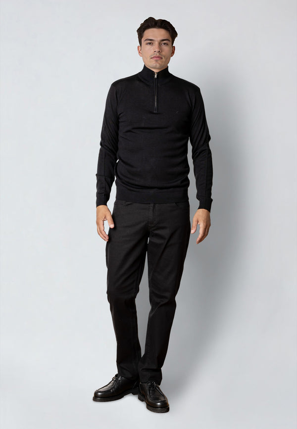 Clean Cut Copenhagen MERINO 1/2 ZIP JUMPER Knit Black