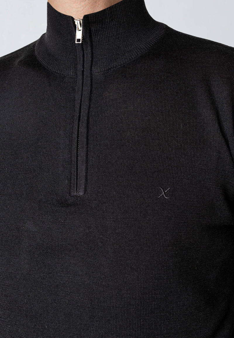 Clean Cut Copenhagen MERINO 1/2 ZIP JUMPER Knit Black