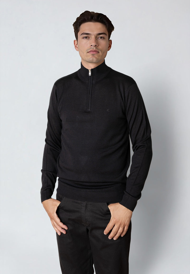 Clean Cut Copenhagen MERINO 1/2 ZIP JUMPER Knit Black