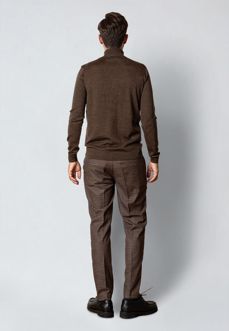 Clean Cut Copenhagen MERINO 1/2 ZIP JUMPER Knit Brown Melange