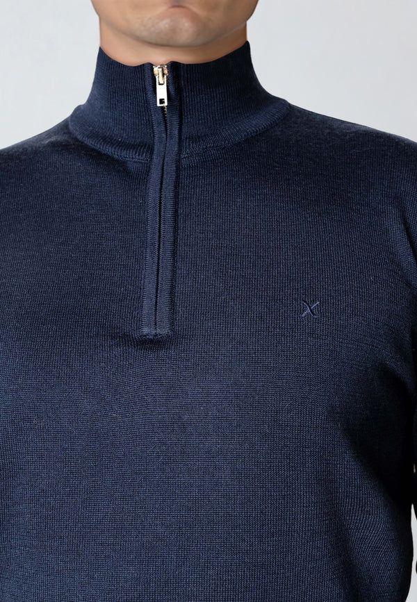 Clean Cut Copenhagen MERINO 1/2 ZIP JUMPER Knit Navy
