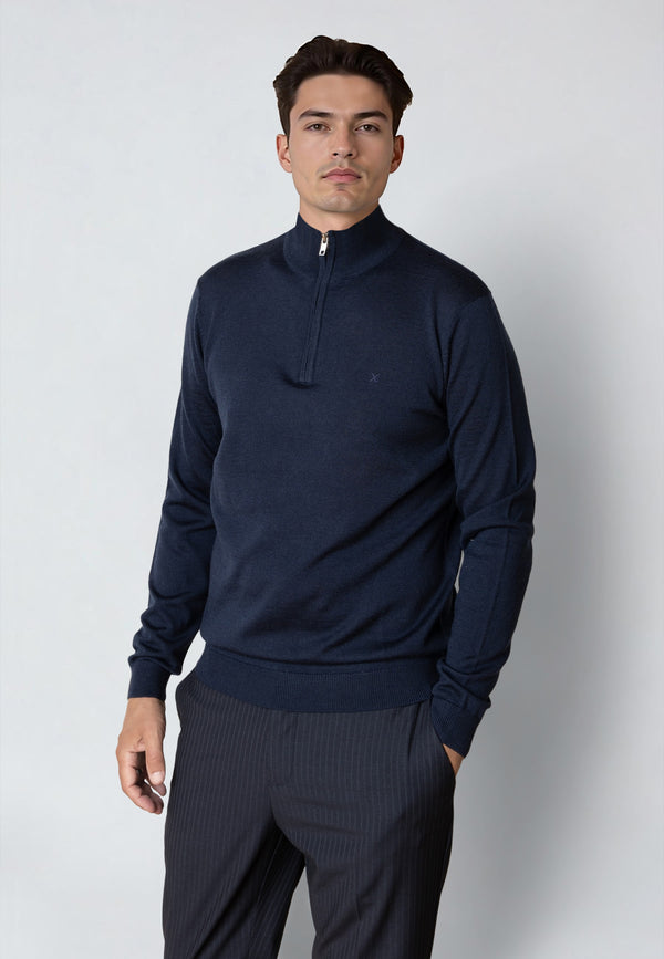 Clean Cut Copenhagen MERINO 1/2 ZIP JUMPER Knit Navy
