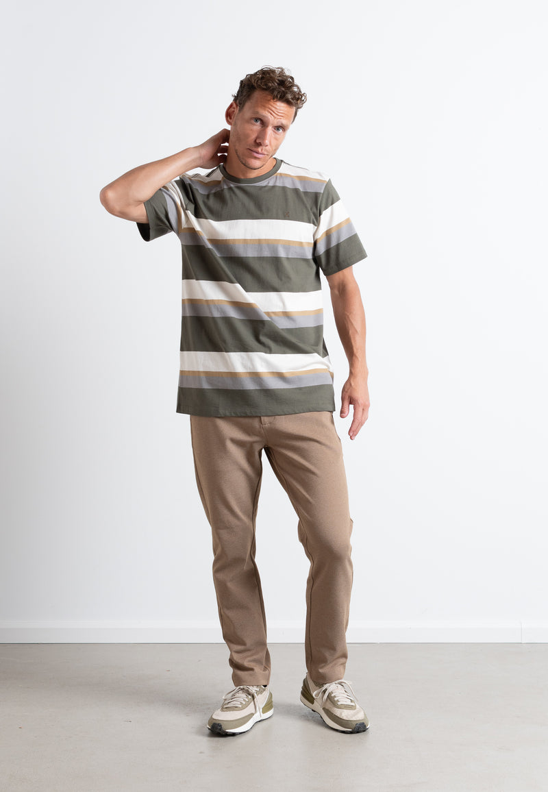 Clean Cut Copenhagen MILANO JERSEY STRETCH PANTS Pants Dark Camel Melange