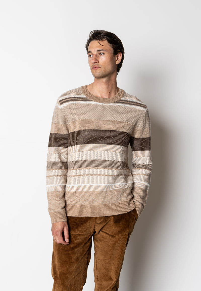 Clean Cut Copenhagen Mark wool knitted jumper Knit Brown/Dark khaki striped