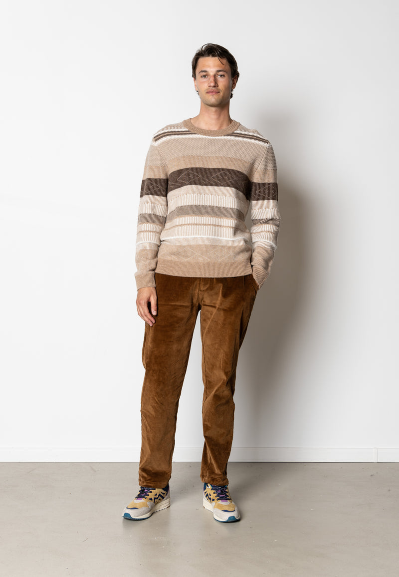 Clean Cut Copenhagen Mark wool knitted jumper Knit Brown/Dark khaki striped