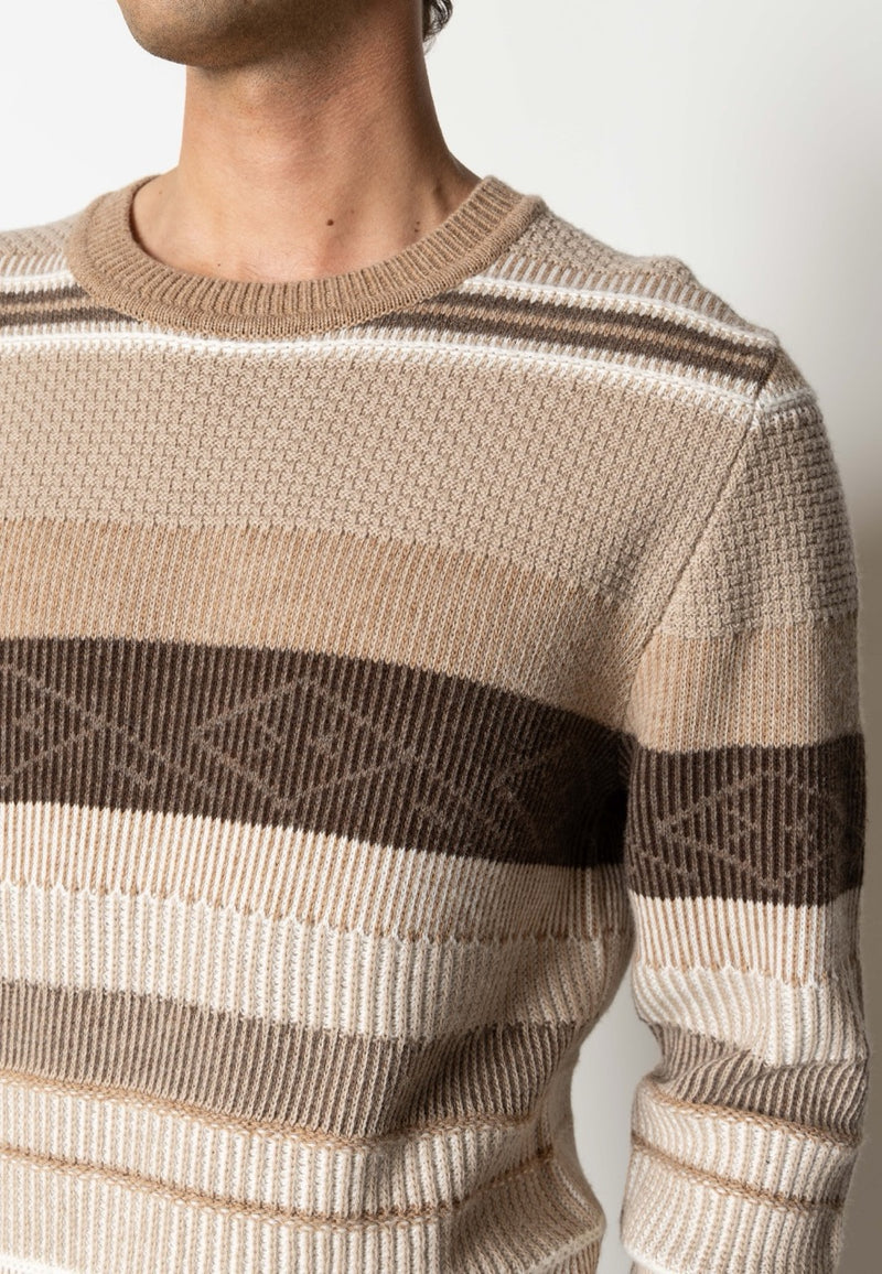 Clean Cut Copenhagen Mark wool knitted jumper Knit Brown/Dark khaki striped