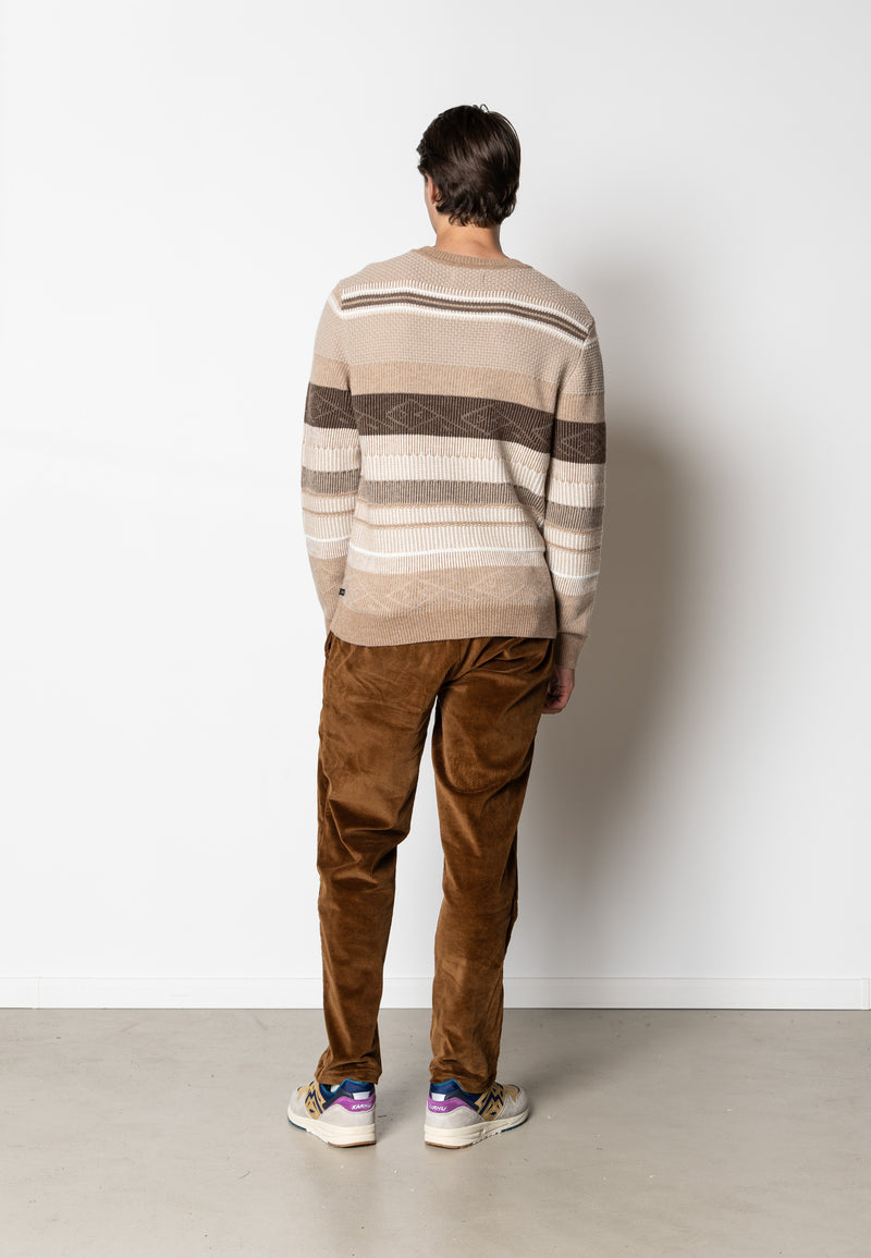 Clean Cut Copenhagen Mark wool knitted jumper Knit Brown/Dark khaki striped