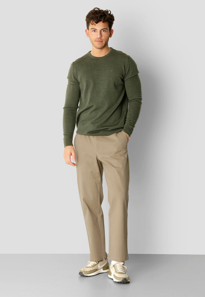 Clean Cut Copenhagen Merino knitted jumper Knit Army Melange