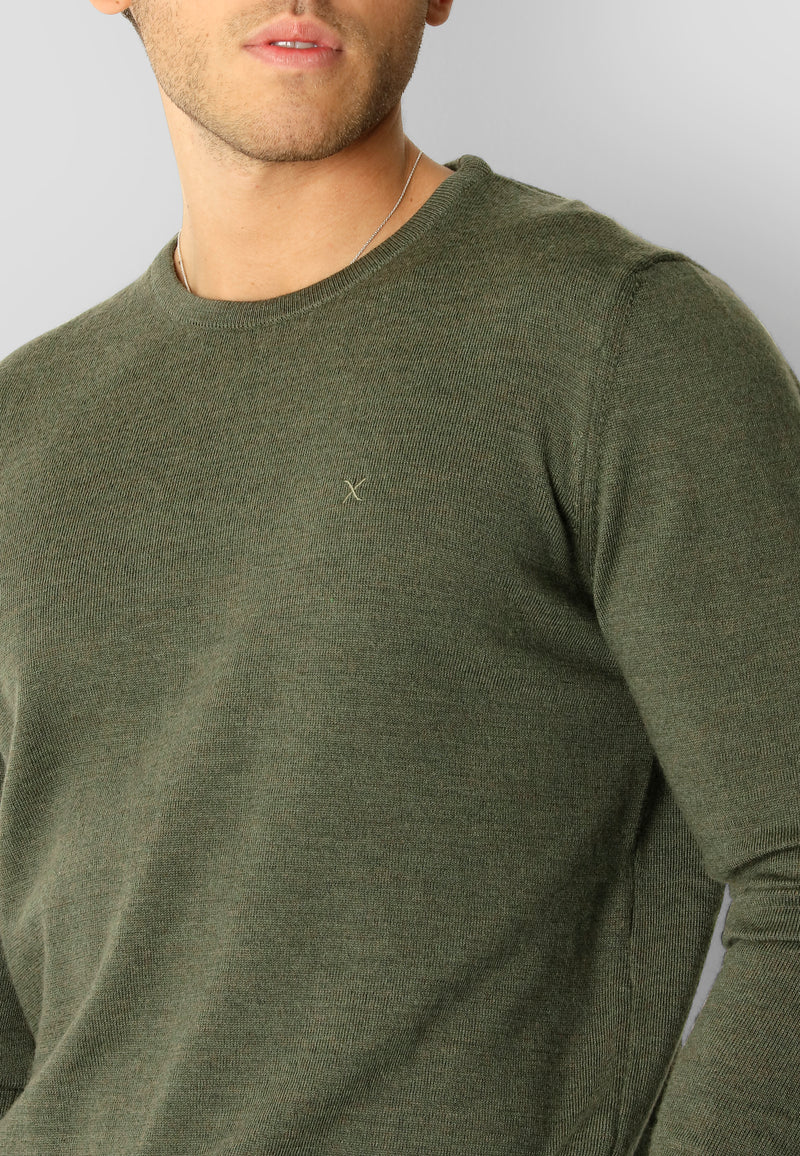 Clean Cut Copenhagen Merino knitted jumper Knit Army Melange