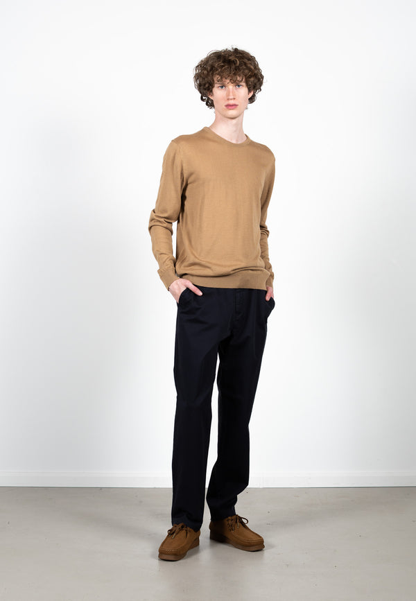 Clean Cut Copenhagen Merino knitted jumper Knit Camel Melange