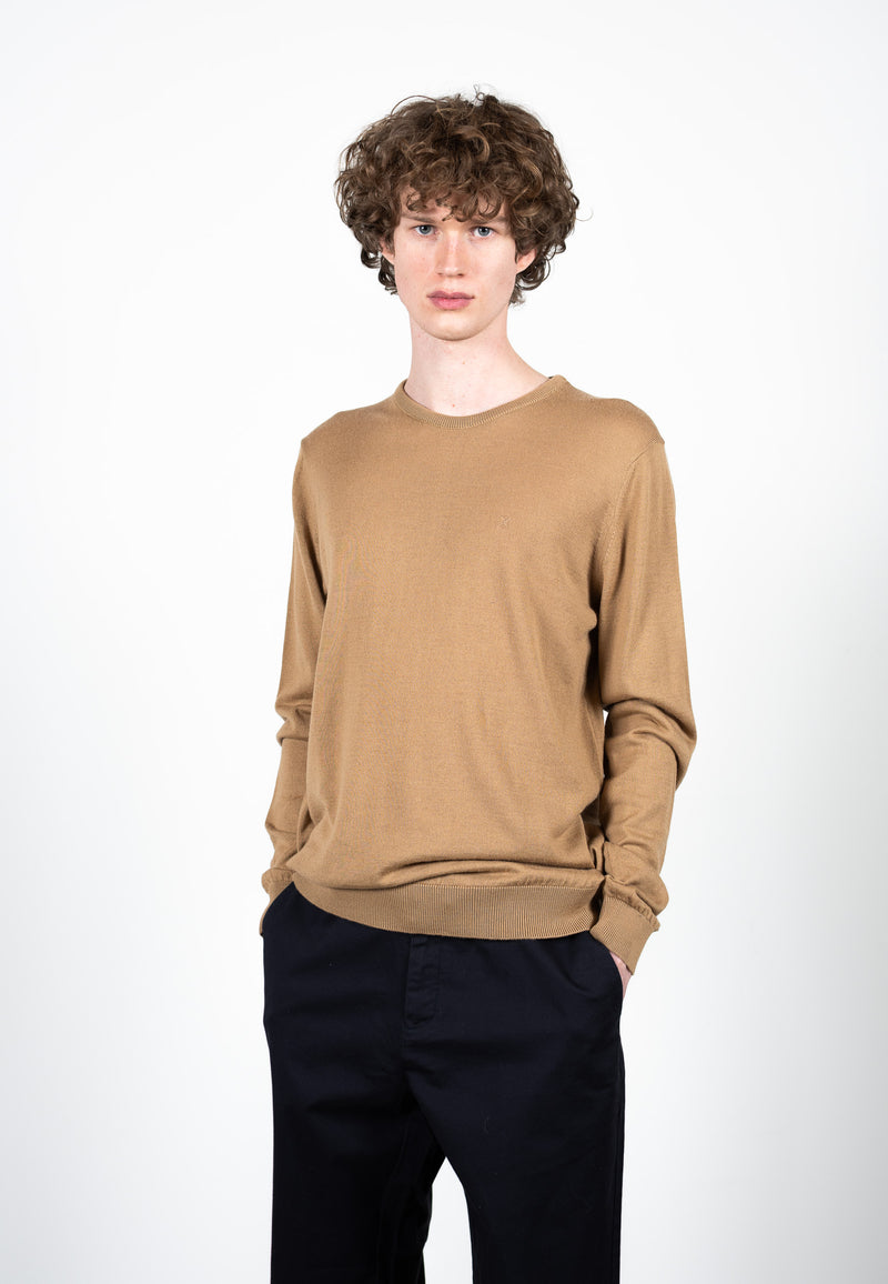 Clean Cut Copenhagen Merino knitted jumper Knit Camel Melange