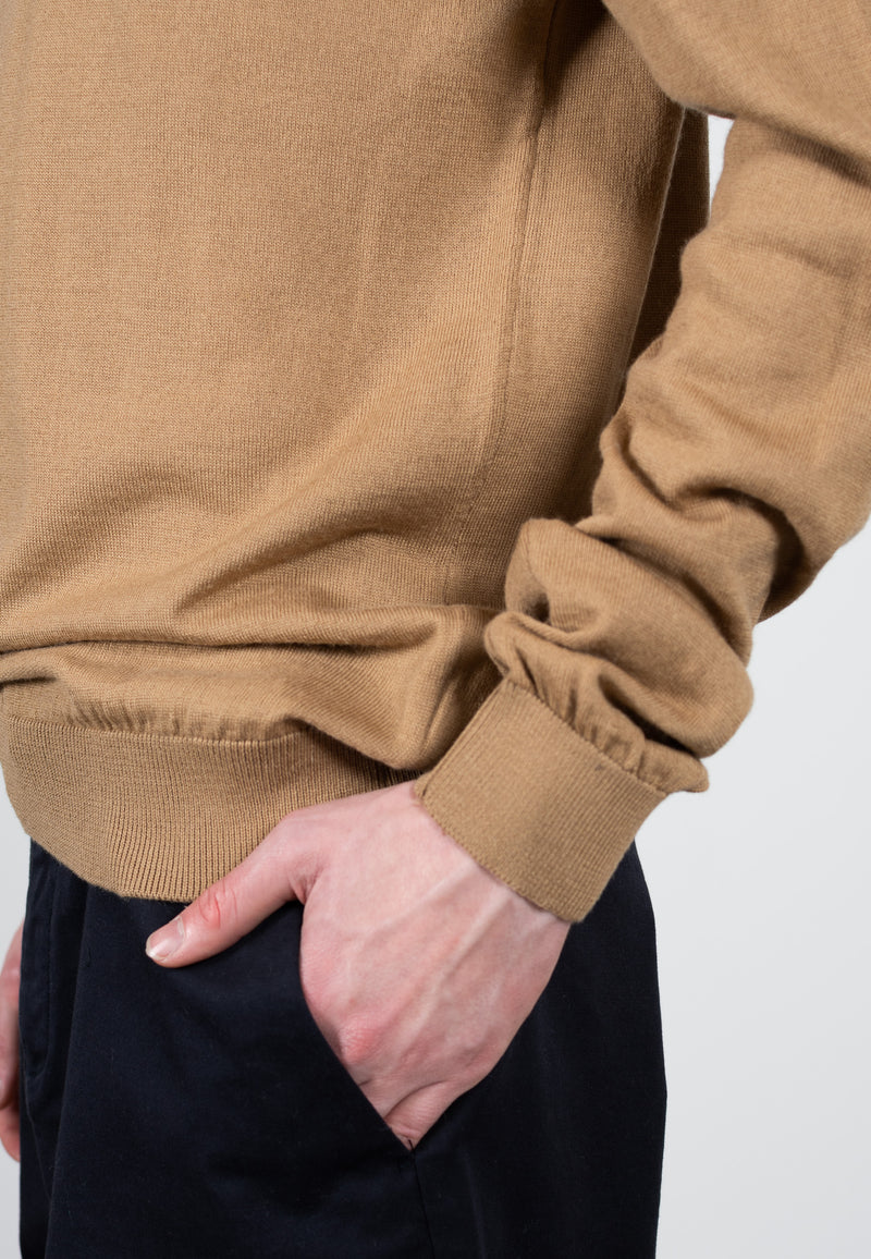 Clean Cut Copenhagen Merino knitted jumper Knit Camel Melange