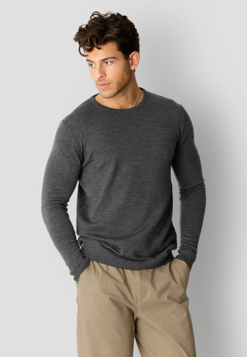 Clean Cut Copenhagen Merino knitted jumper Knit Dark Grey Melange