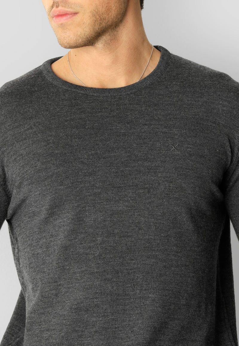 Clean Cut Copenhagen Merino knitted jumper Knit Dark Grey Melange