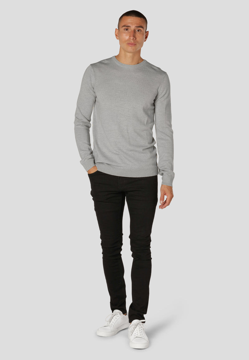 Clean Cut Copenhagen Merino knitted jumper Knit Light Grey Melange